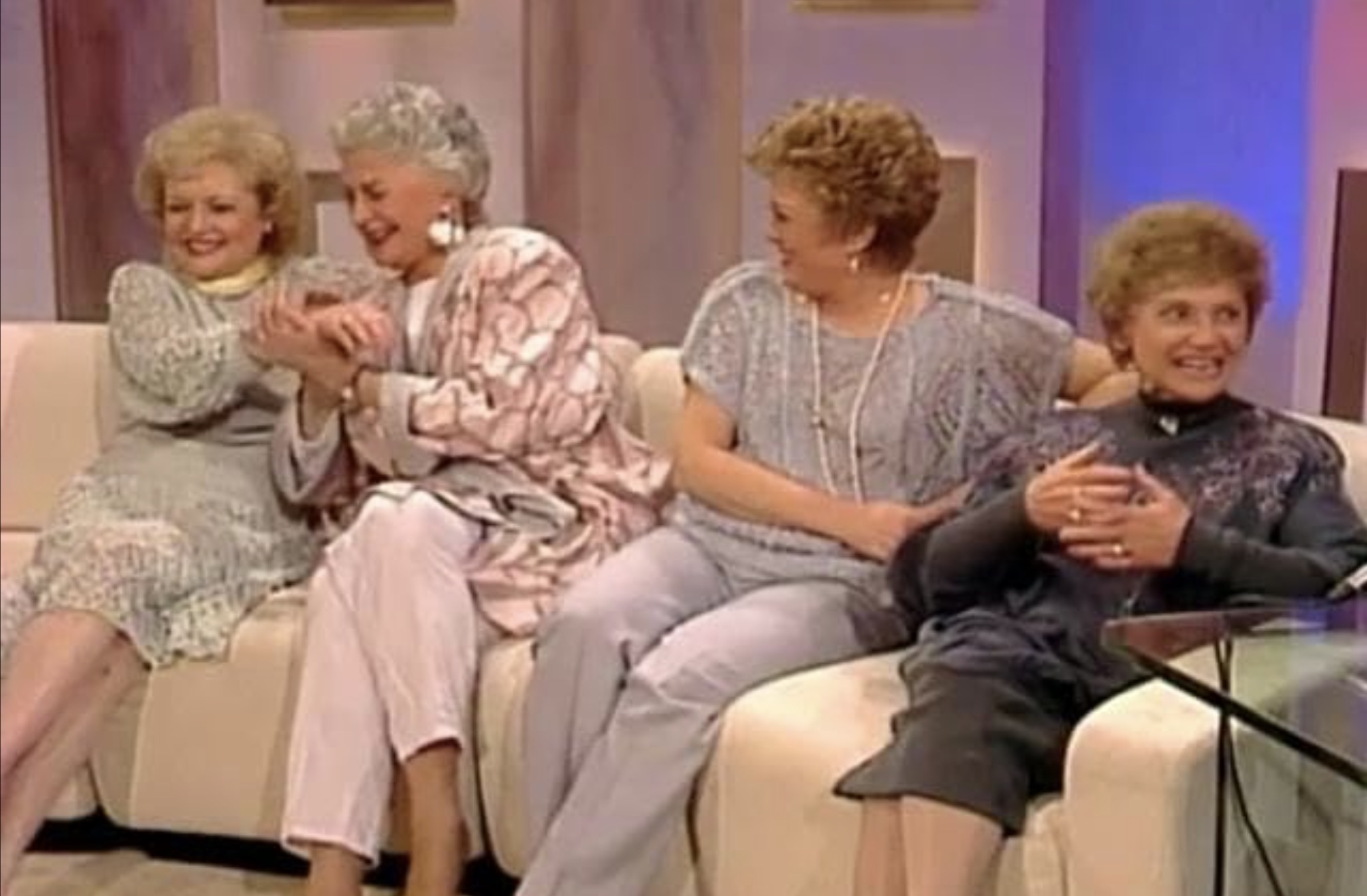 The Golden Girls. Estelle Getty, Rue McClanahan, Bea Arthur, and Betty White on “The Merv Griffin Show”. 